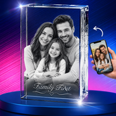 3D Crystal Cube Portrait family engraving preview