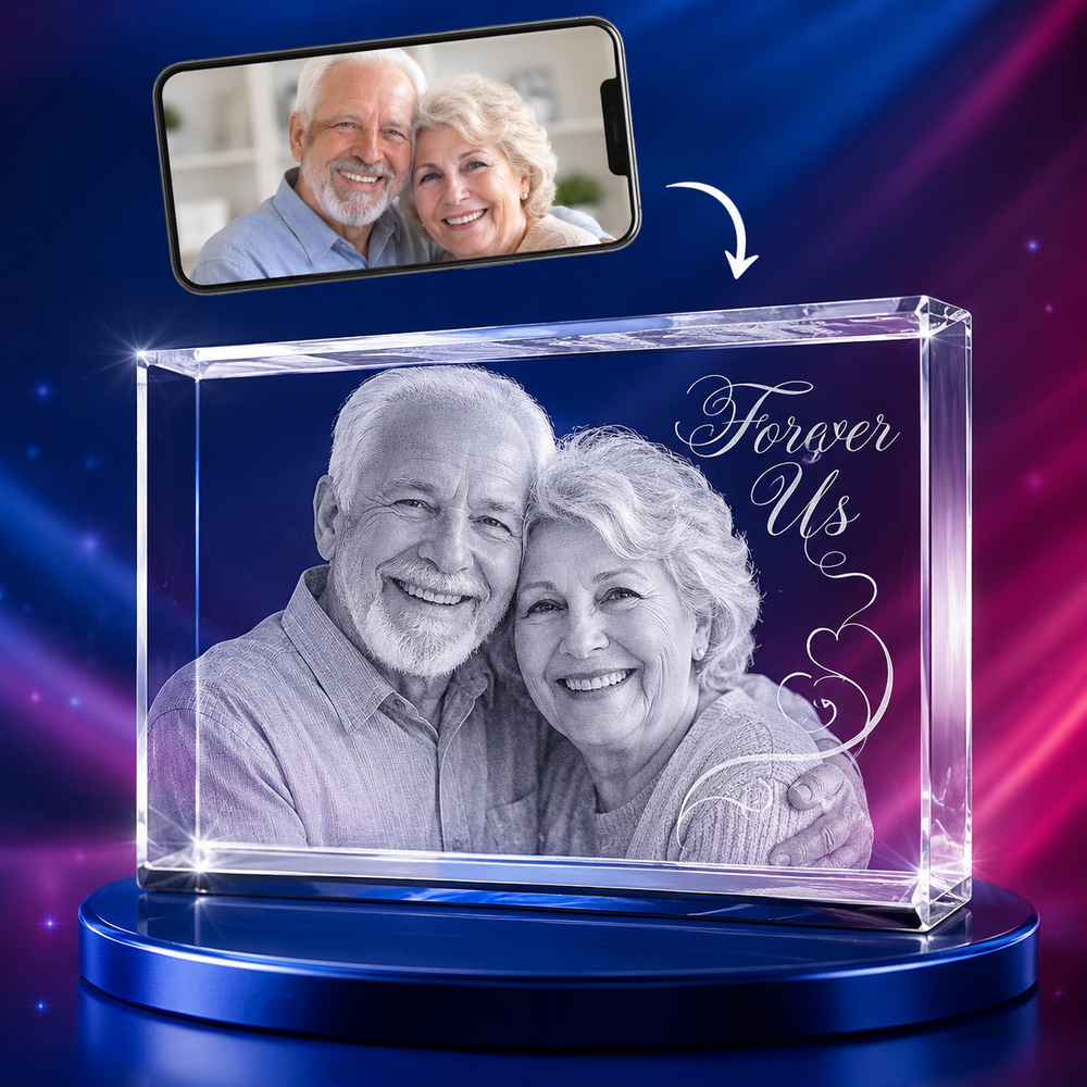 3D Crystal Cube Landscape family engraving preview