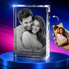3D Crystal Cube Portrait couple engraving preview